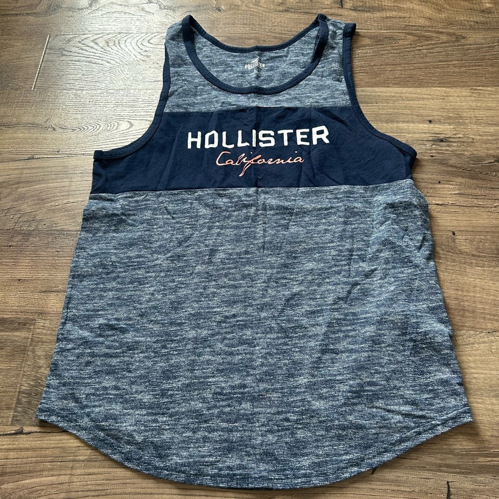 Hollister Gray and Blue Sleeveless Tank Top with Racerback size small